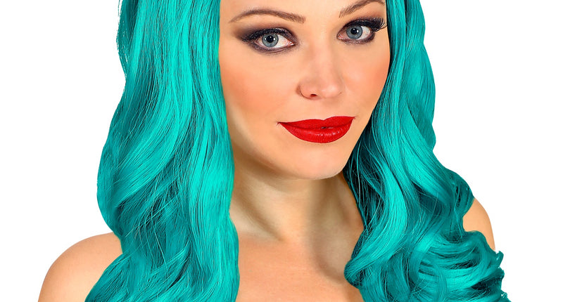 e-carnavalskleding-SYK Lange pruik roxy turquoise