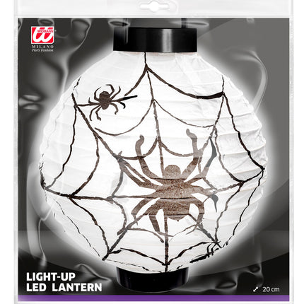 e-carnavalskleding-SYK Lantaarn spinnenweb led licht incl batterij 20 cm