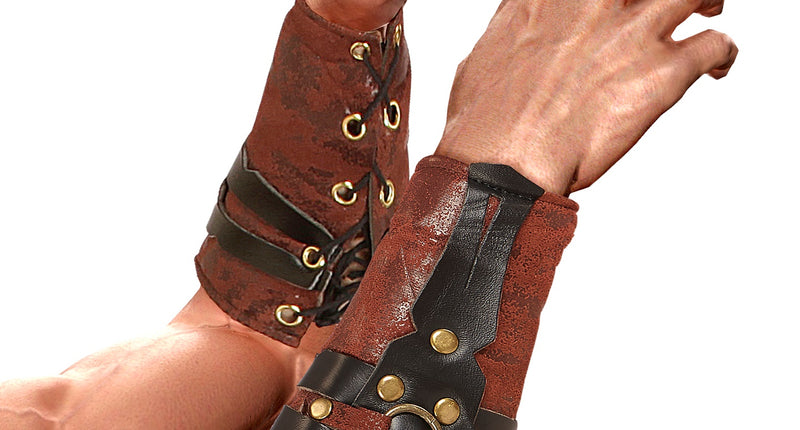 e-carnavalskleding-SYK Lederlook armbedekking gladiator