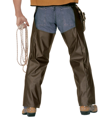 e-carnavalskleding-SYK Lederlook cowboy broek met chaps bruin