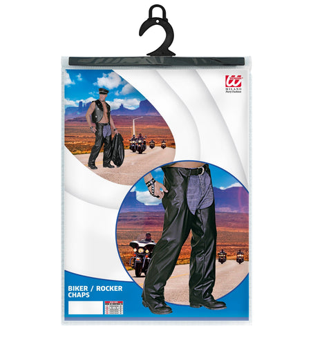 e-carnavalskleding-SYK Lederlook rock 'n roll broek met zwarte chaps