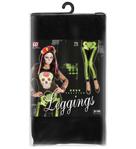 e-carnavalskleding-SYK Legging skelet neon groen