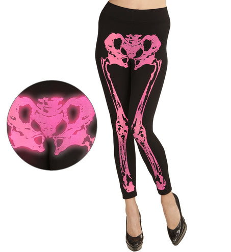 e-carnavalskleding-SYK Legging skelet neon roze