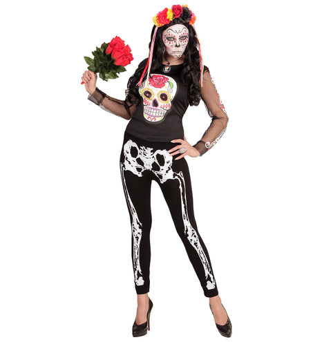 e-carnavalskleding-SYK Legging skelet zwart wit