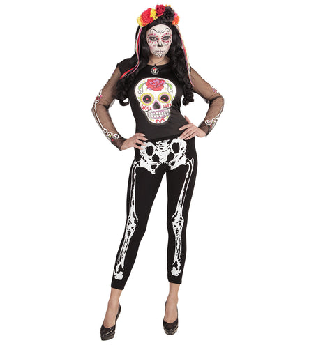 e-carnavalskleding-SYK Legging skelet zwart wit