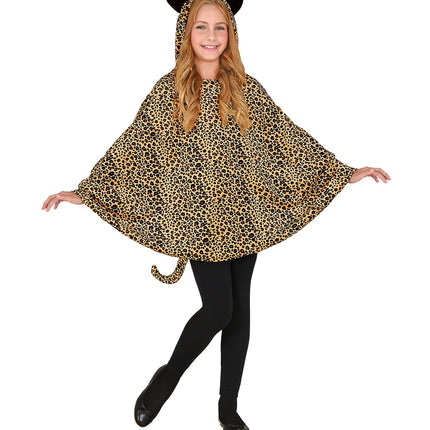 e-carnavalskleding-SYK Luipaard poncho met muts kinderen