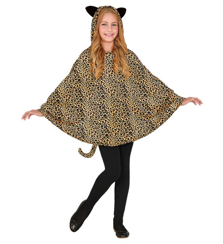 e-carnavalskleding-SYK Luipaard poncho met muts kinderen