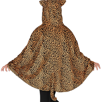 e-carnavalskleding-SYK Luipaard poncho met muts kinderen