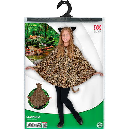 e-carnavalskleding-SYK Luipaard poncho met muts kinderen