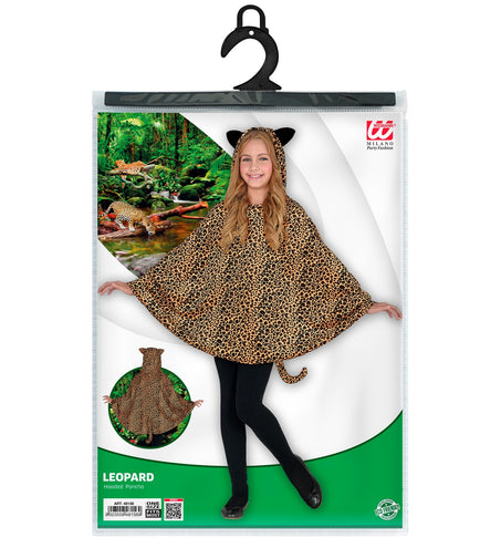e-carnavalskleding-SYK Luipaard poncho met muts kinderen