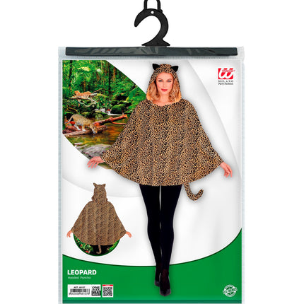 e-carnavalskleding-SYK Luipaard poncho met muts volwassenen