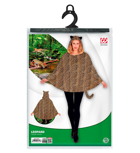 e-carnavalskleding-SYK Luipaard poncho met muts volwassenen