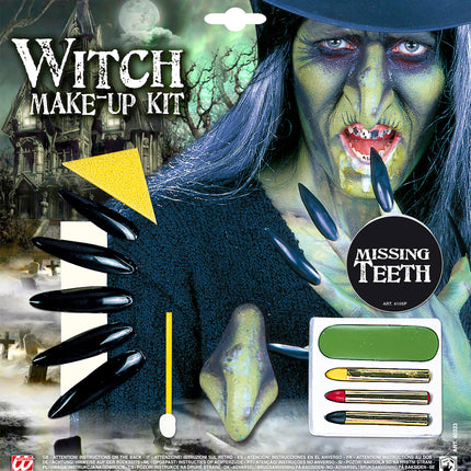 e-carnavalskleding-SYK Make-up set heks met accessoires