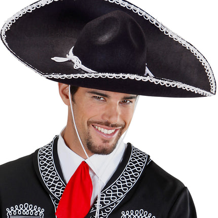 e-carnavalskleding-SYK Mariachi hoed sombrero zwart wit