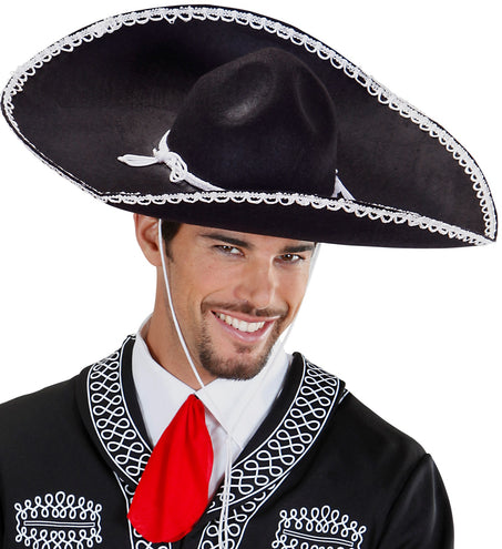 e-carnavalskleding-SYK Mariachi hoed sombrero zwart wit