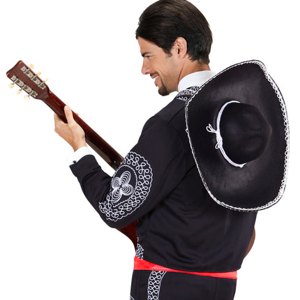 e-carnavalskleding-SYK Mariachi hoed sombrero zwart wit