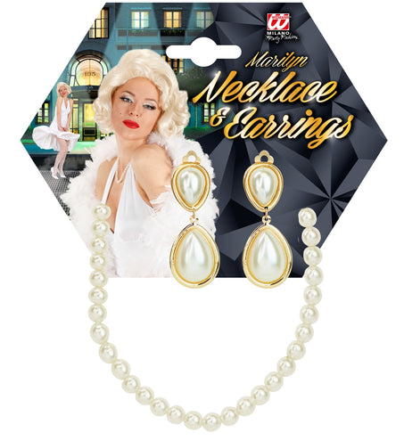 e-carnavalskleding-SYK Marilyn Monroe parel ketting en oorbellen