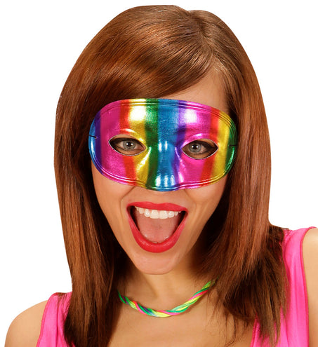 e-carnavalskleding-SYK Metallic kleurig regenboog masker