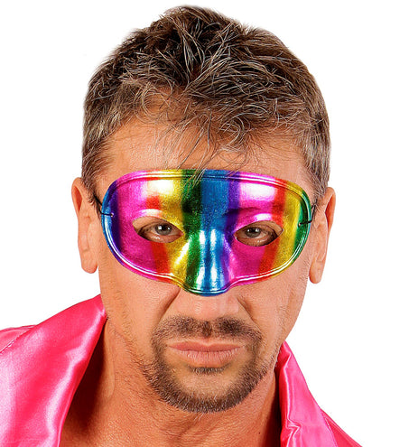 e-carnavalskleding-SYK Metallic kleurig regenboog masker