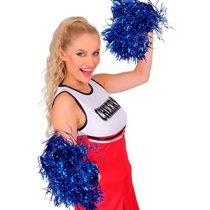 e-carnavalskleding-SYK Metallic pompons set blauw