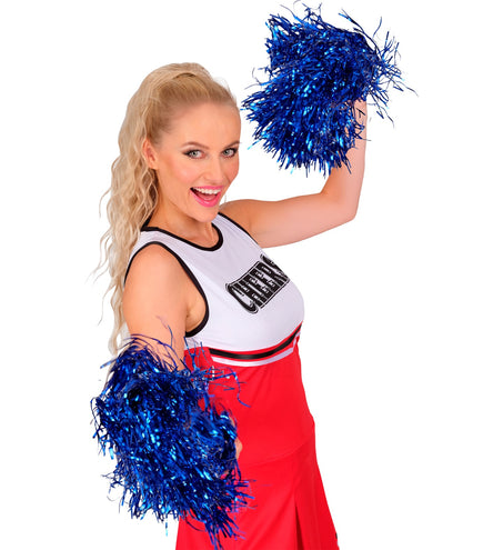 e-carnavalskleding-SYK Metallic pompons set blauw