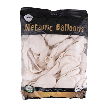e-carnavalskleding-SYK Metallic witte ballonnen