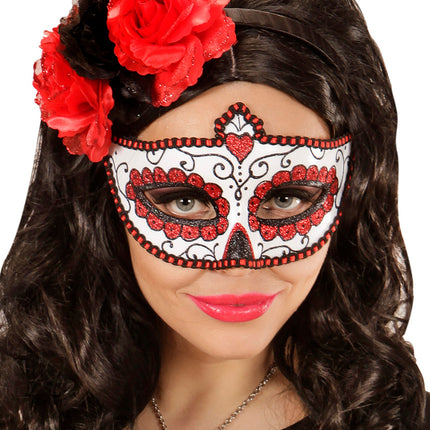 e-carnavalskleding-SYK Mexicaanse oogmaskers rood met zwart