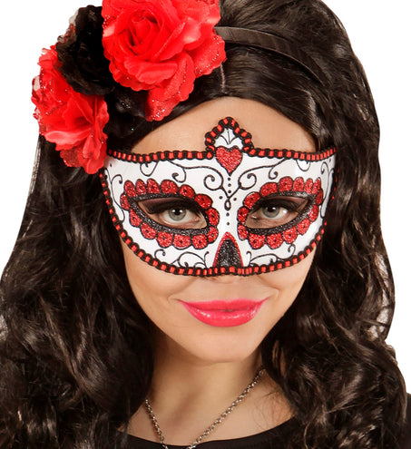 e-carnavalskleding-SYK Mexicaanse oogmaskers rood met zwart