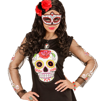 e-carnavalskleding-SYK Mexicaanse oogmaskers rood met zwart