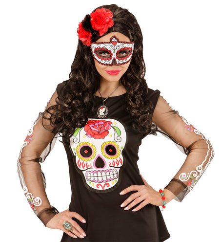 e-carnavalskleding-SYK Mexicaanse oogmaskers rood met zwart