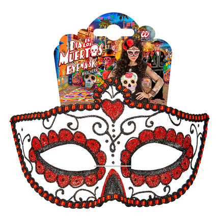 e-carnavalskleding-SYK Mexicaanse oogmaskers rood met zwart