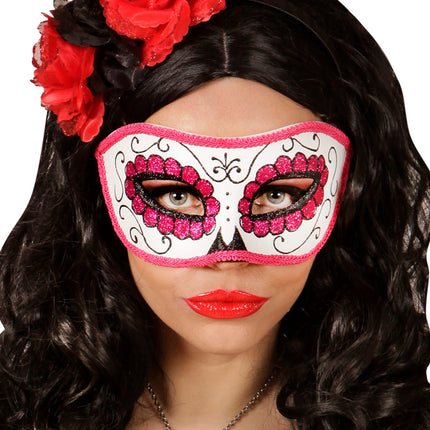 e-carnavalskleding-SYK Mexicaanse oogmaskers roze met zwart