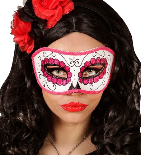 e-carnavalskleding-SYK Mexicaanse oogmaskers roze met zwart