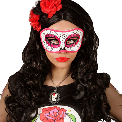 e-carnavalskleding-SYK Mexicaanse oogmaskers roze met zwart