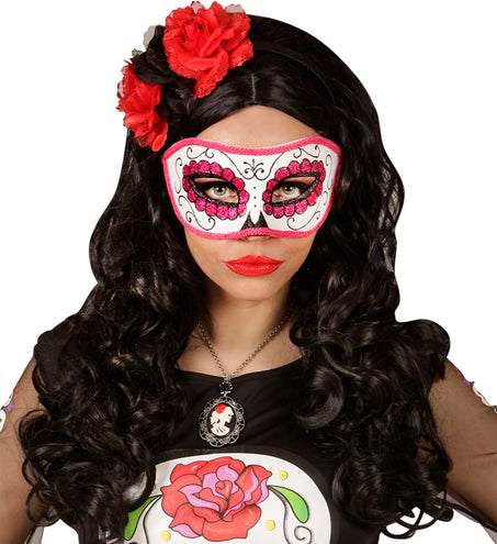 e-carnavalskleding-SYK Mexicaanse oogmaskers roze met zwart