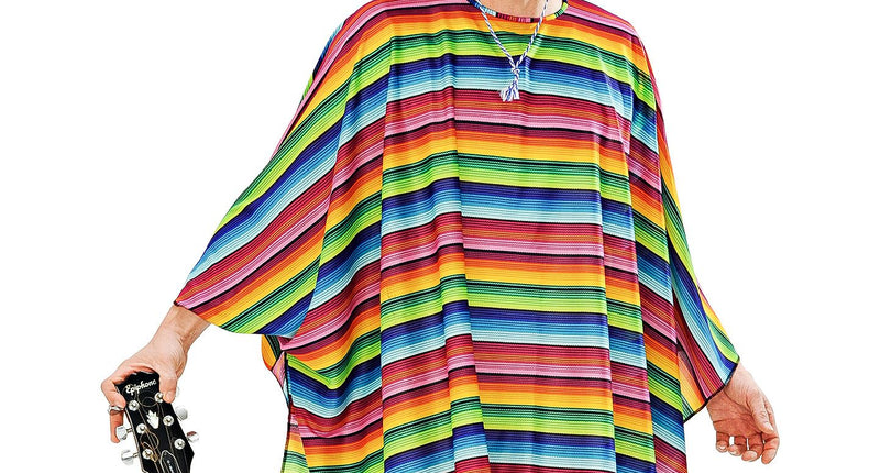 e-carnavalskleding-SYK Mexicaanse poncho regenboog met sombrero