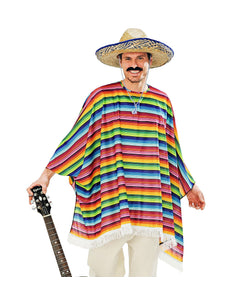 e-carnavalskleding-SYK Mexicaanse poncho regenboog met sombrero