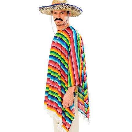 e-carnavalskleding-SYK Mexicaanse poncho regenboog met sombrero