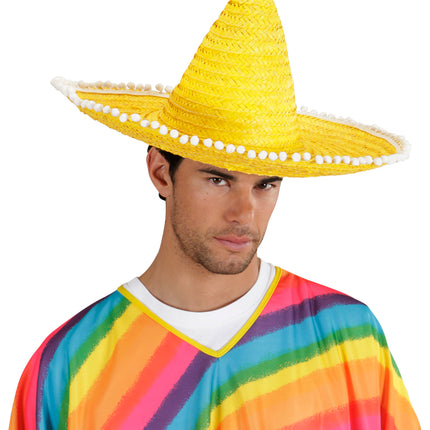 e-carnavalskleding-SYK Mexicaanse sombrero geel met bolletjes