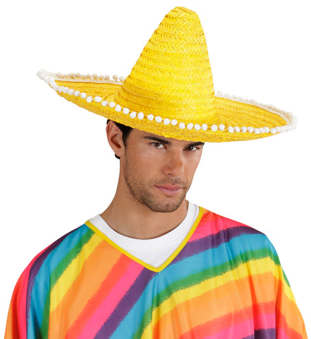 e-carnavalskleding-SYK Mexicaanse sombrero geel met bolletjes