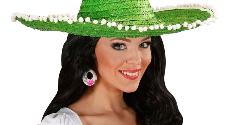 e-carnavalskleding-SYK Mexicaanse sombrero groen met bolletjes
