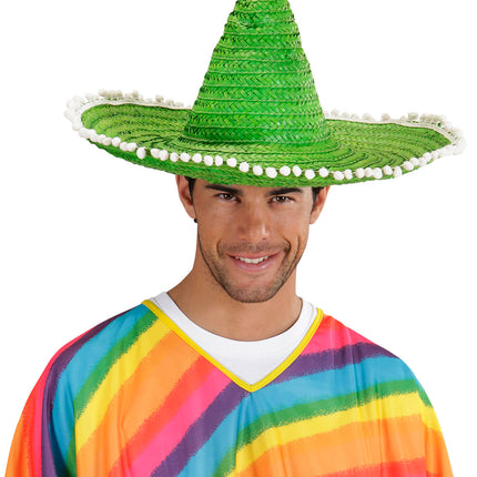 e-carnavalskleding-SYK Mexicaanse sombrero groen met bolletjes