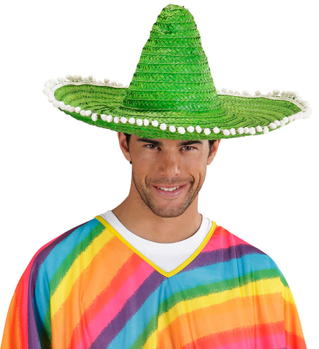 e-carnavalskleding-SYK Mexicaanse sombrero groen met bolletjes