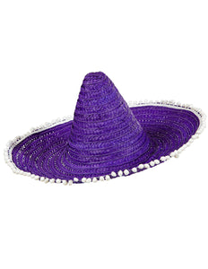 e-carnavalskleding-SYK Mexicaanse sombrero paars met bolletjes