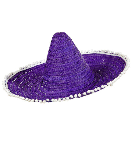 e-carnavalskleding-SYK Mexicaanse sombrero paars met bolletjes