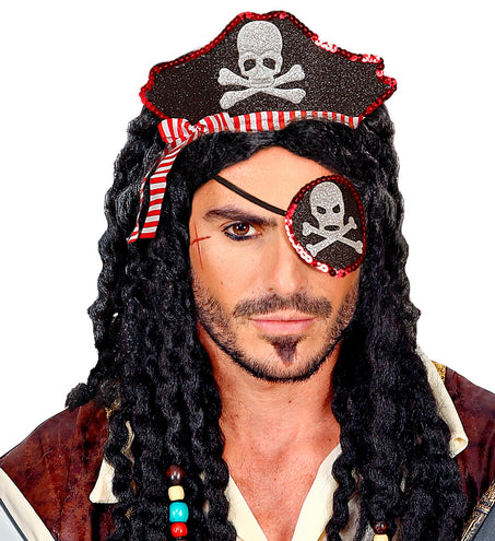 e-carnavalskleding-SYK Mini piratenhoedje met ooglapje