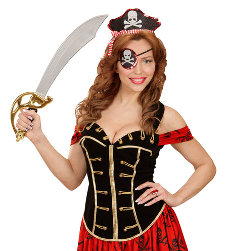 e-carnavalskleding-SYK Mini piratenhoedje met ooglapje