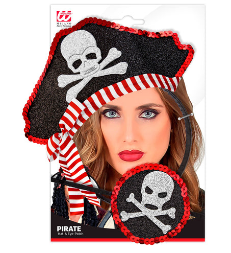 e-carnavalskleding-SYK Mini piratenhoedje met ooglapje