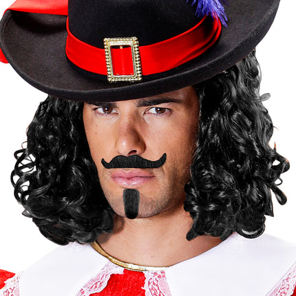 e-carnavalskleding-SYK Musketier Chevalier snor en sik zwart