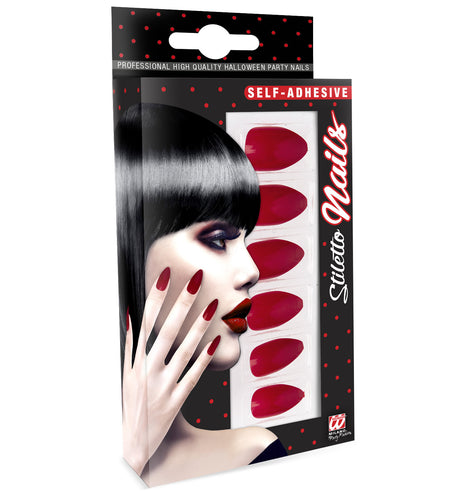e-carnavalskleding-SYK Nagels Stiletto Bordeaux Rood
